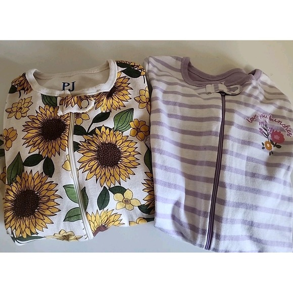 The Children's Place Other - Lot Children's Place PJ 5T Footed Sleepers Pajamas Sunflowers Floral EUC